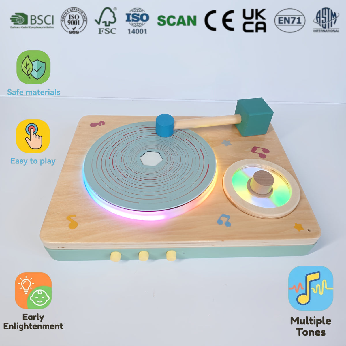 Wooden Kids Learning Machine Kids Phonograph Kids Gramophone Gift for Boy and Girl Gramophone Player Kids Learning Toy Children