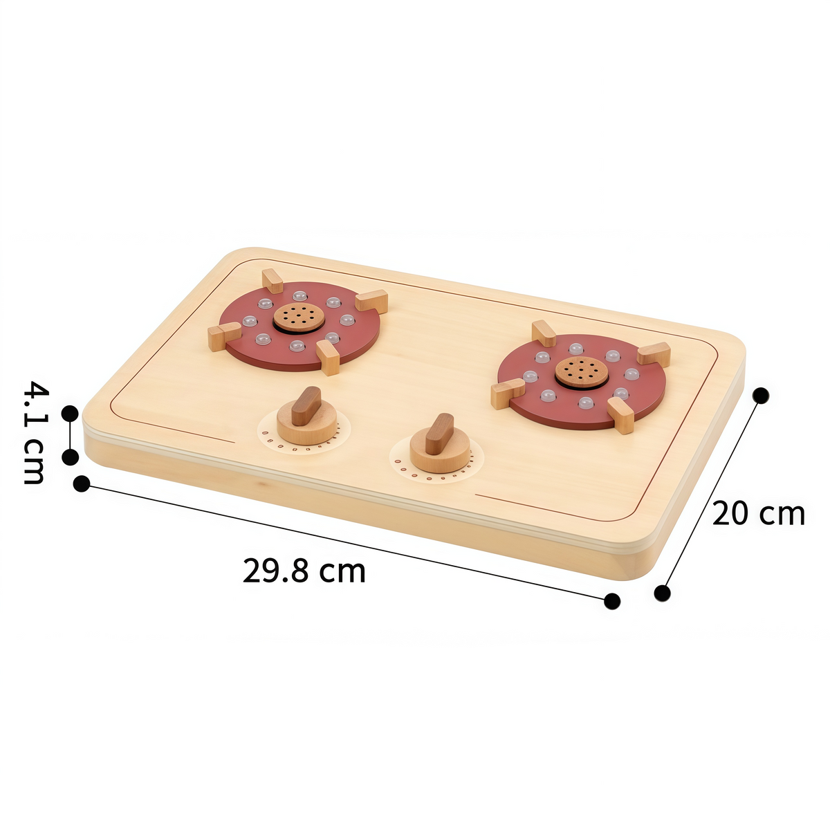 Wooden Gas Stove Toy with Simulated Flame Light and Sound Seafood Cookware Set Kids Pretend Play Cooking Playsets for Children