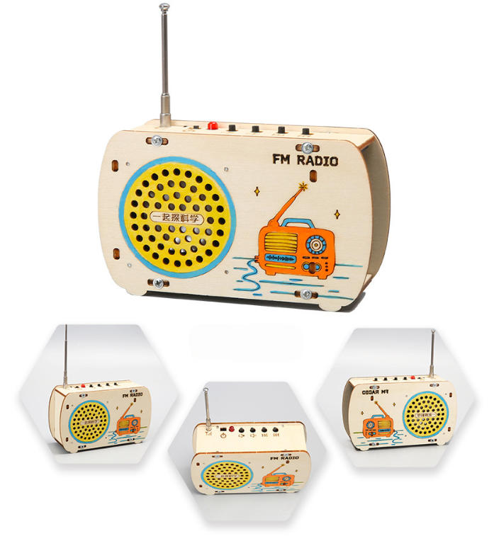 Mini Radio Assembly Toys Kids Wooden Educational Science Materials Kits Diy Tape Recorder Building Kit Wooden Jigsaw Puzzles Set