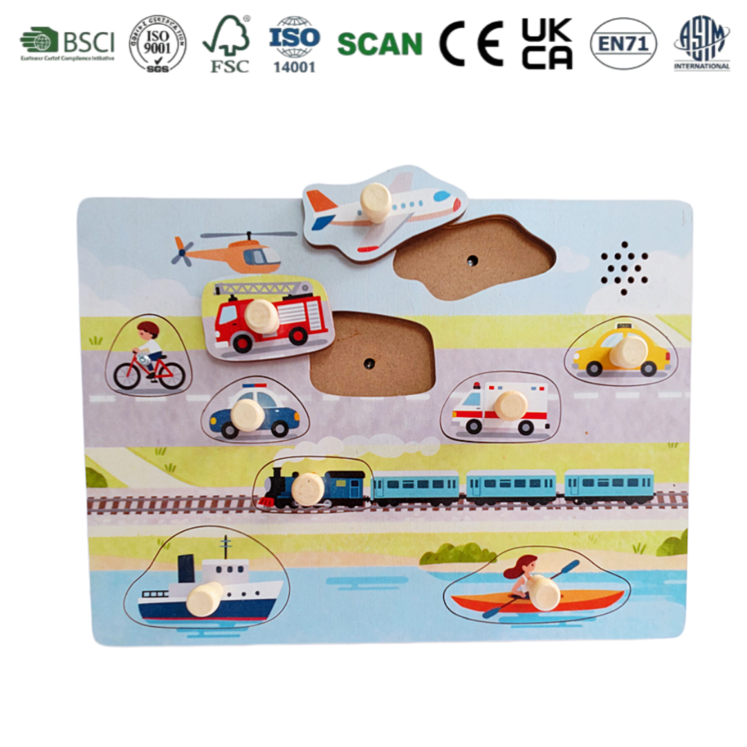 Animal Themed Design Wooden Jigsaw Puzzle Board Electronic with Sound Effect Cognition Educational Puzzle Toy for Children