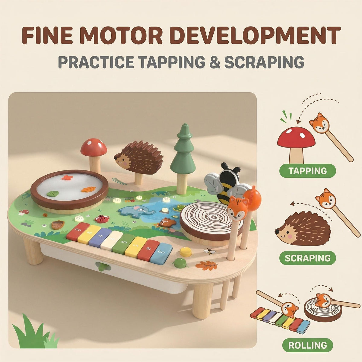 Wholesale Forest Ocean Space Themed Music Station Light Effect Music Guidance Kids Educational Wooden Toy Built-in Light&Song
