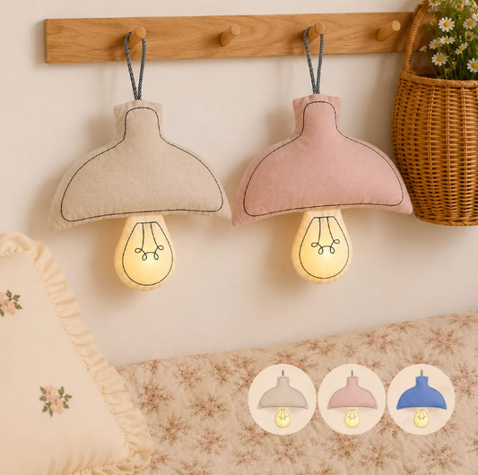 Cotton Fabric Kids Night Light with Print Pull Cord Cloth Crafts Lamp for Bedroom for 5 to 7 Years