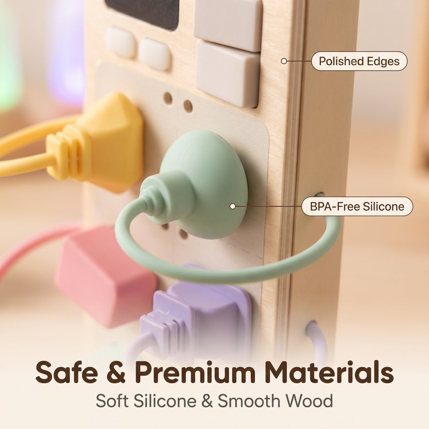Montessori Simulation Socket Toy Interactive Safety Electric Plug Socket Educational Wooden Toy for Kids Sensory Learning