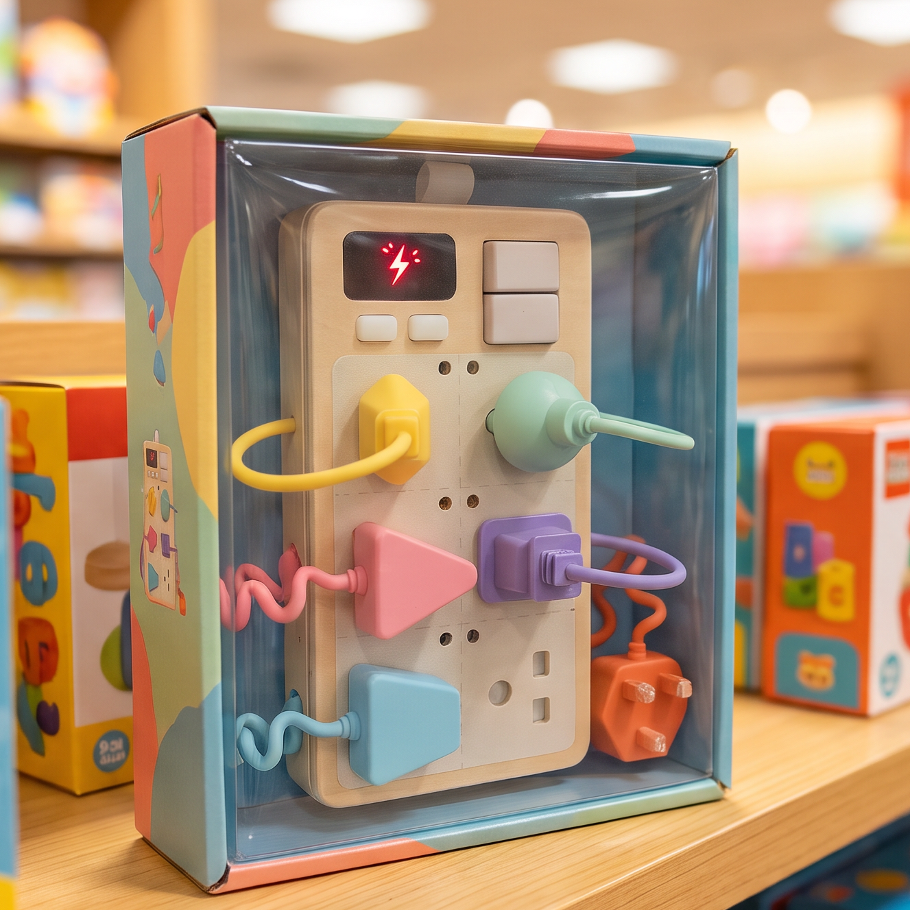 Montessori Simulation Socket Toy Interactive Safety Electric Plug Socket Educational Wooden Toy for Kids Sensory Learning