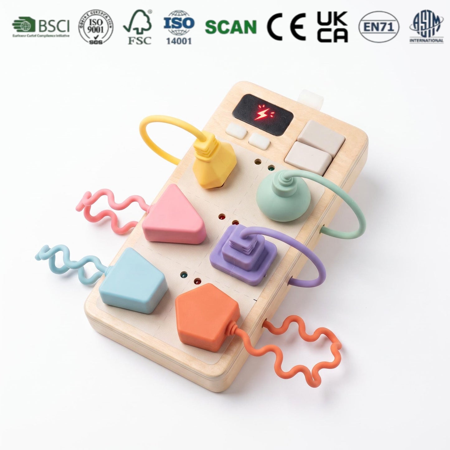 Montessori Simulation Socket Toy Interactive Safety Electric Plug Socket Educational Wooden Toy for Kids Sensory Learning