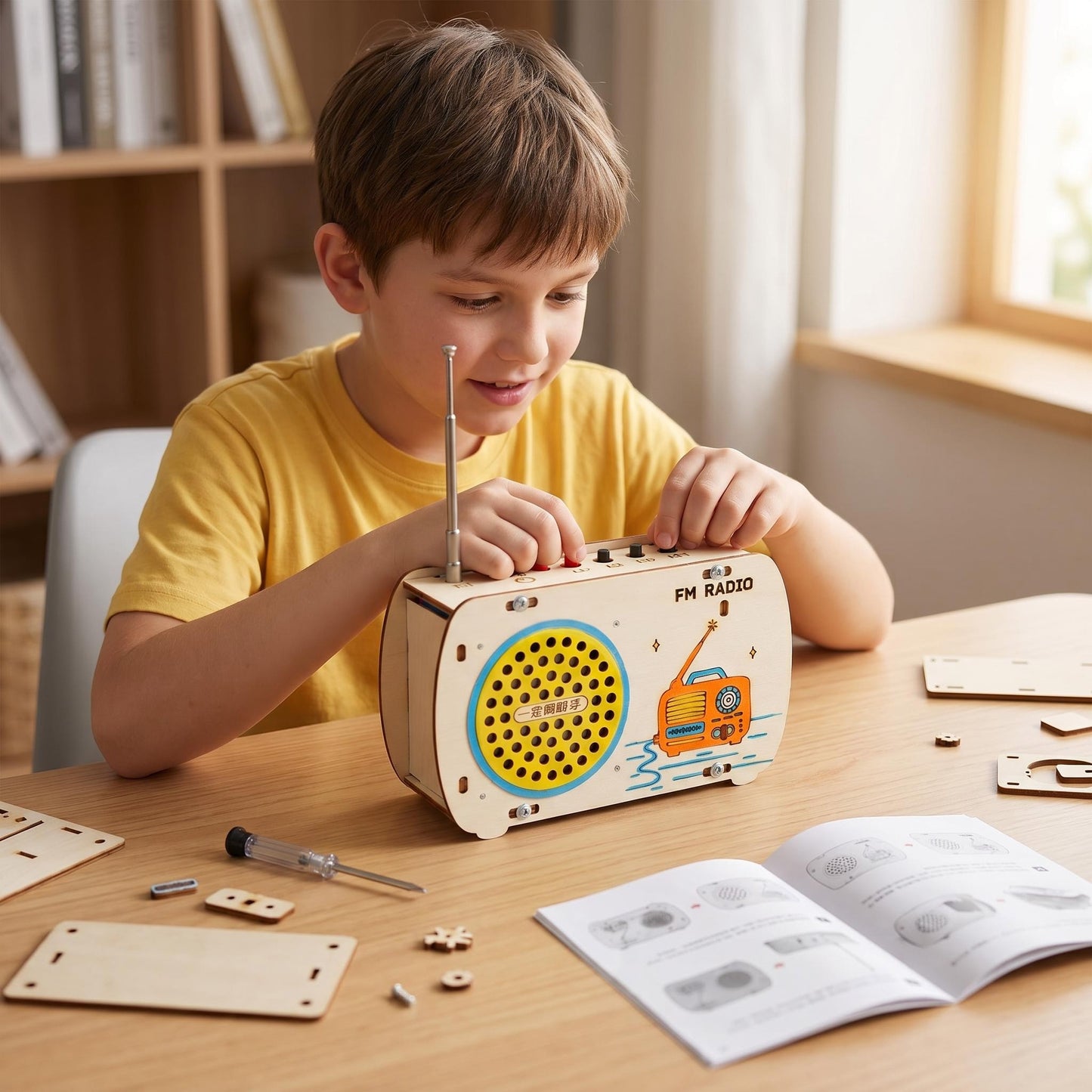 Montessori DIY Assemble Electric Radio Toy Wooden STEM Science Educational Craft Toy for Toddler Made of FSC Approved Wood