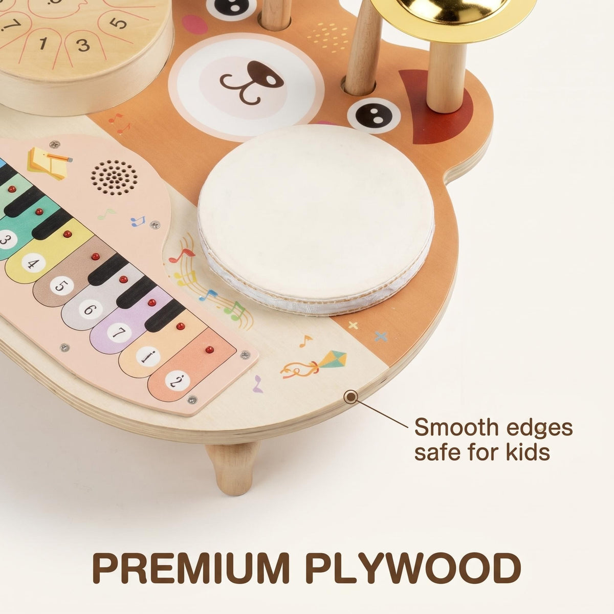 Multifunctional Wooden Electronic Instrument Table Musical Station Interactive Learning Play Desk for Kids Touch Feedback