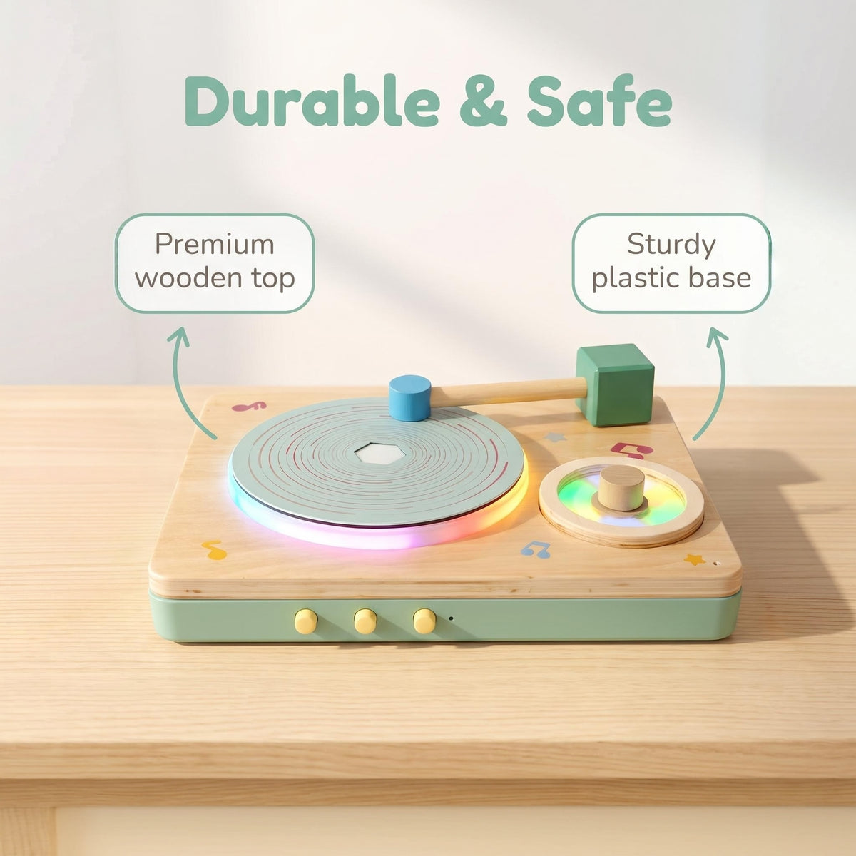 Wooden Kids Learning Machine Kids Phonograph Kids Gramophone Gift for Boy and Girl Gramophone Player Kids Learning Toy Children