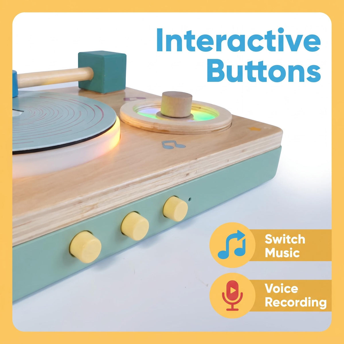 Wooden Kids Learning Machine Kids Phonograph Kids Gramophone Gift for Boy and Girl Gramophone Player Kids Learning Toy Children