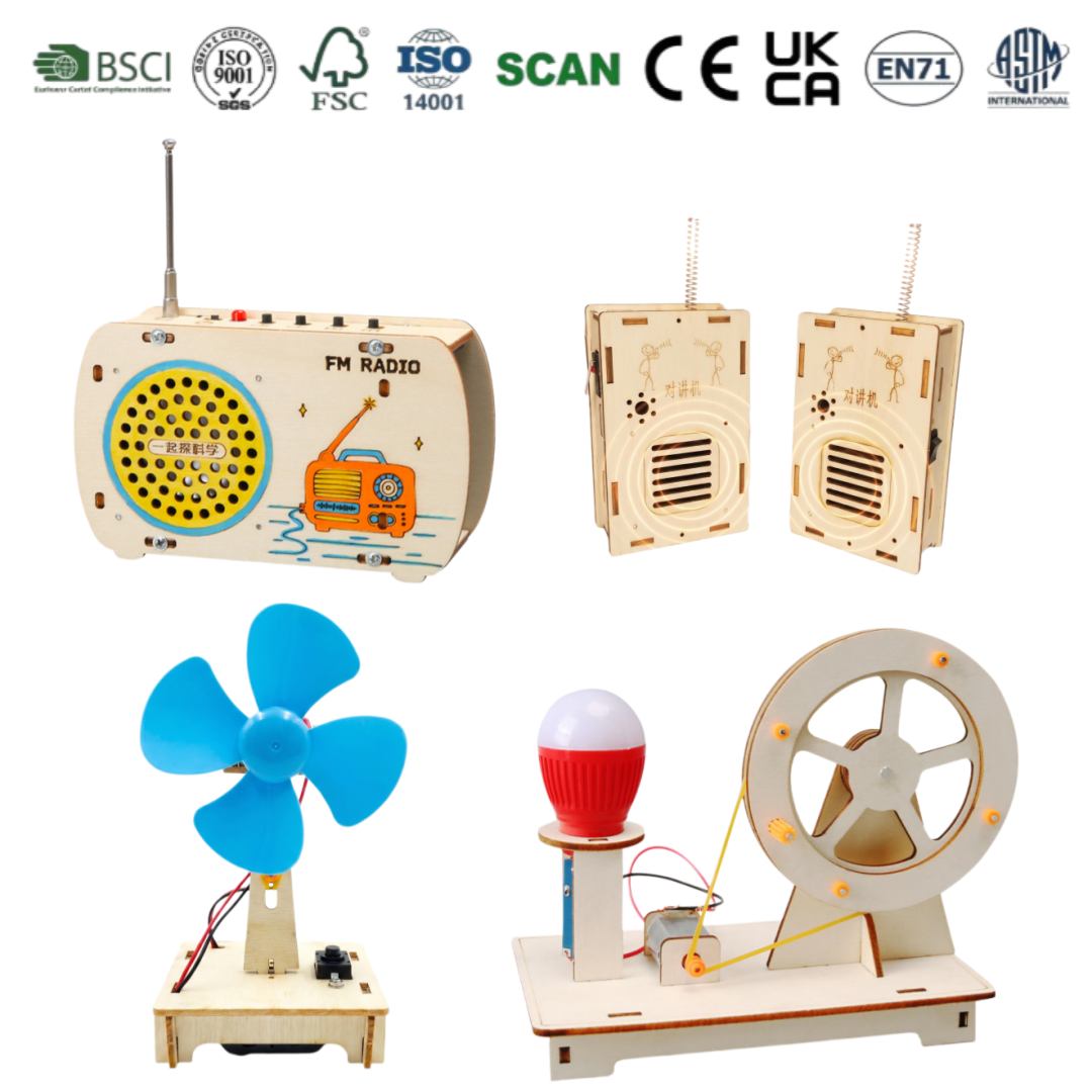 Wholesale Kids STEM DIY Toy Set Cartoon Portable Outdoor Interactive Wooden Educational Toy for Kids Electronic Function