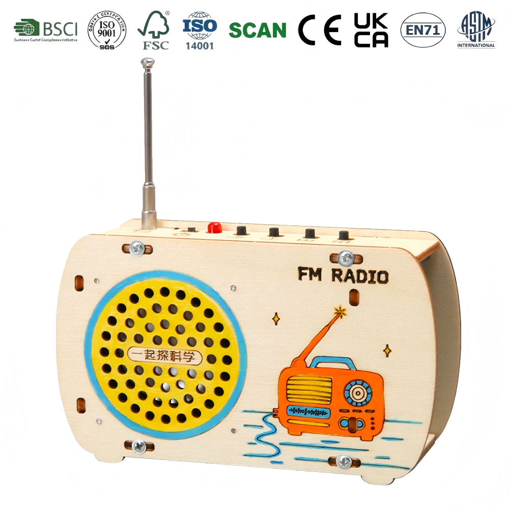 Montessori DIY Assemble Electric Radio Toy Wooden STEM Science Educational Craft Toy for Toddler Made of FSC Approved Wood
