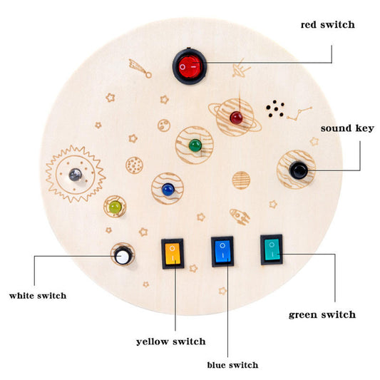 Space Universe Themed Wooden Busy Board CE Certified Montessori Intellectual Enlightenment Sensory Educational Toy for Kids