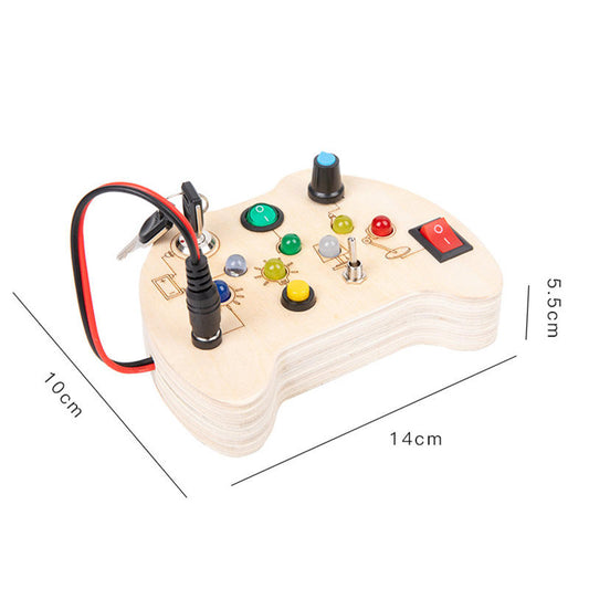 Wooden Busy Board Gamepad Design Children's Educational Games Montessori Sensory Toy CE Certified Interactive with Light Effect