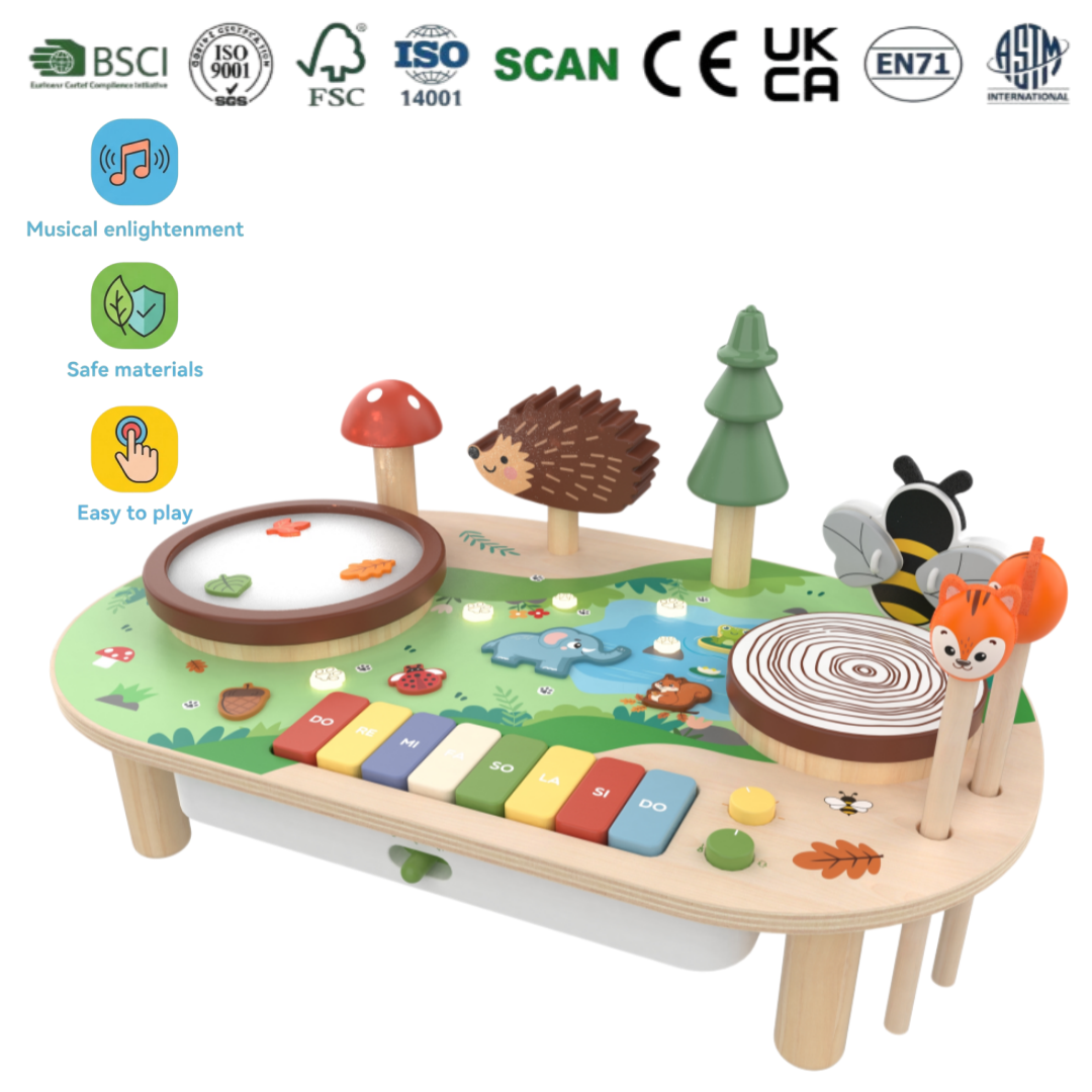 Wholesale Forest Ocean Space Themed Music Station Light Effect Music Guidance Kids Educational Wooden Toy Built-in Light&Song