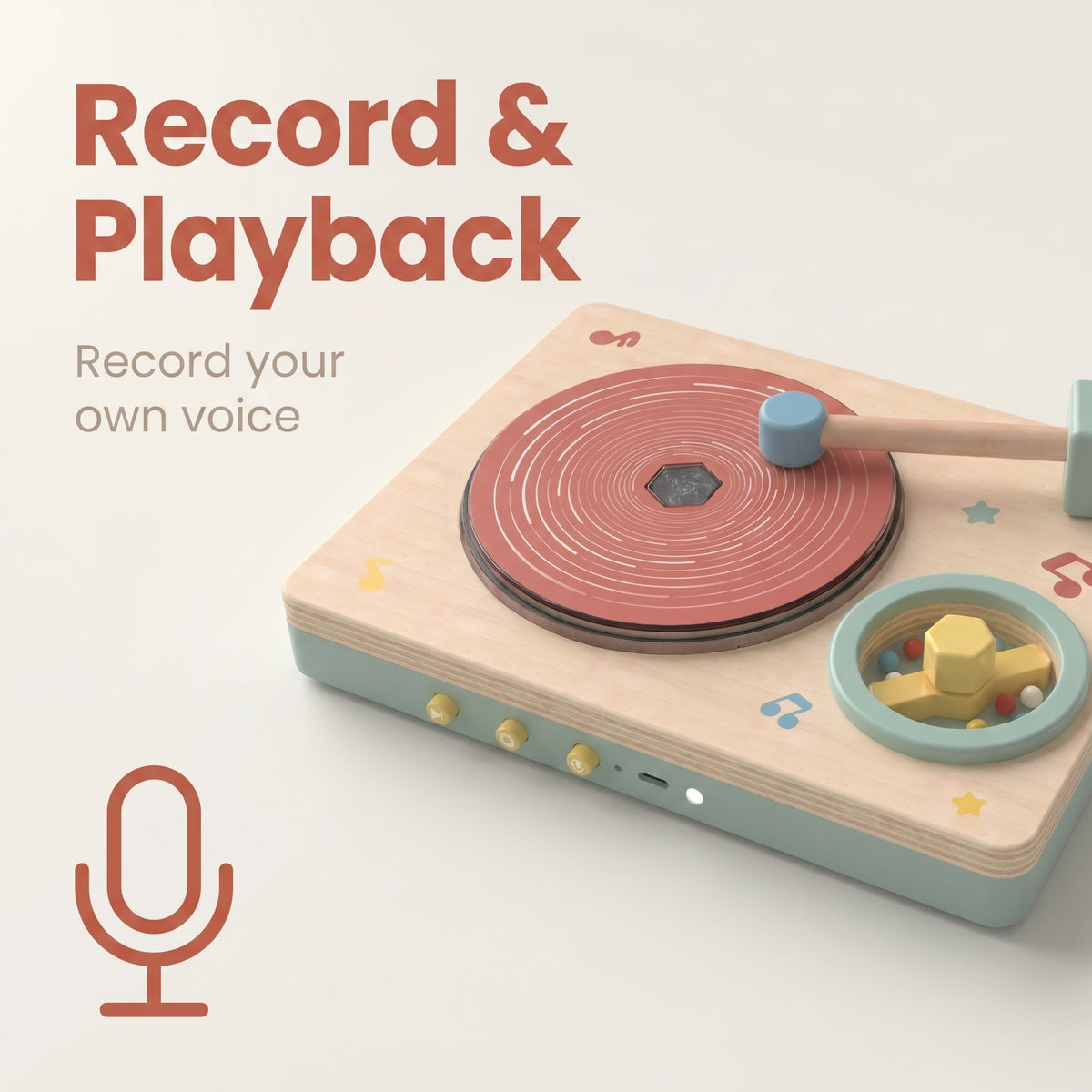 Wooden Kids Learning Machine Kids Phonograph Kids Gramophone Gift for Boy and Girl Gramophone Player Kids Learning Toy Children