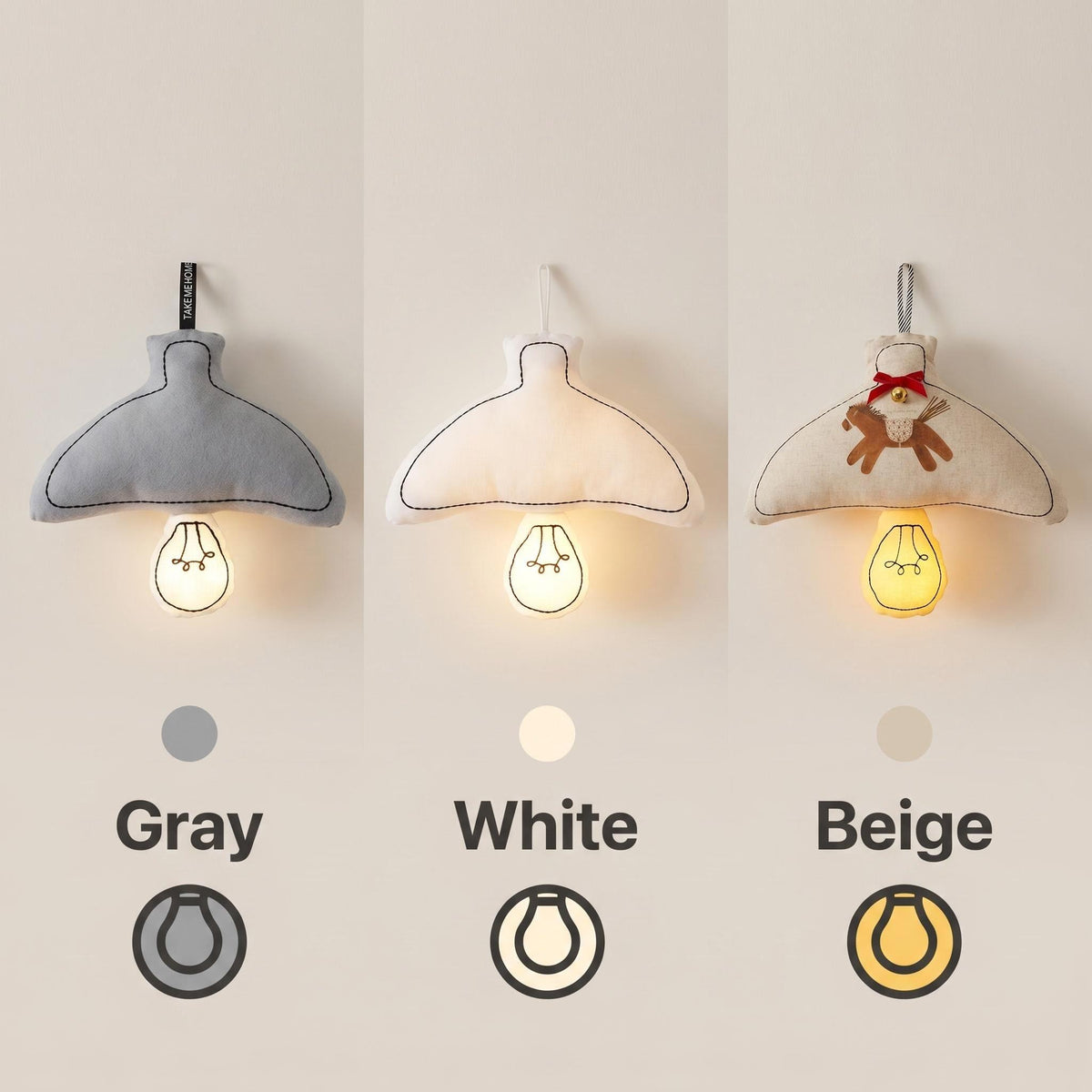 Cotton Fabric Kids Night Light with Print Pull Cord Cloth Crafts Lamp for Bedroom for 5 to 7 Years