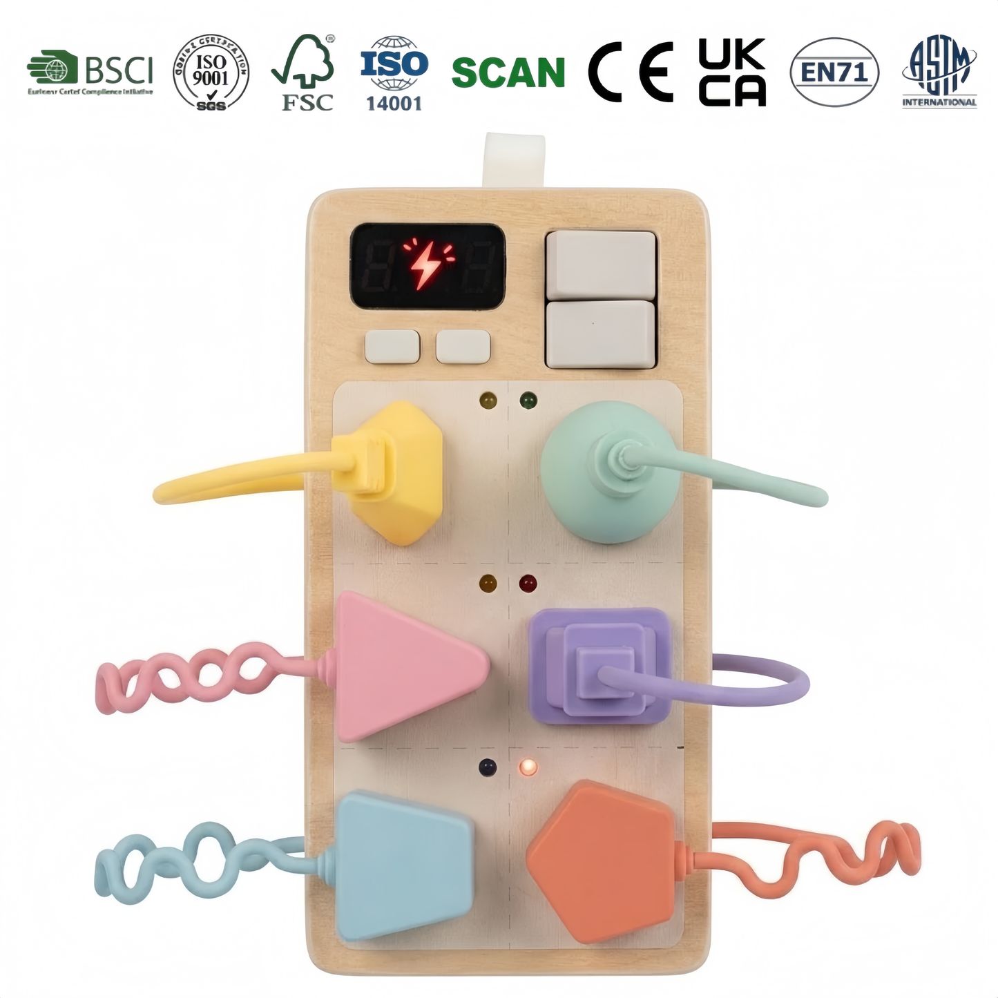 Montessori Simulation Socket Toy Interactive Safety Electric Plug Socket Educational Wooden Toy for Kids Sensory Learning